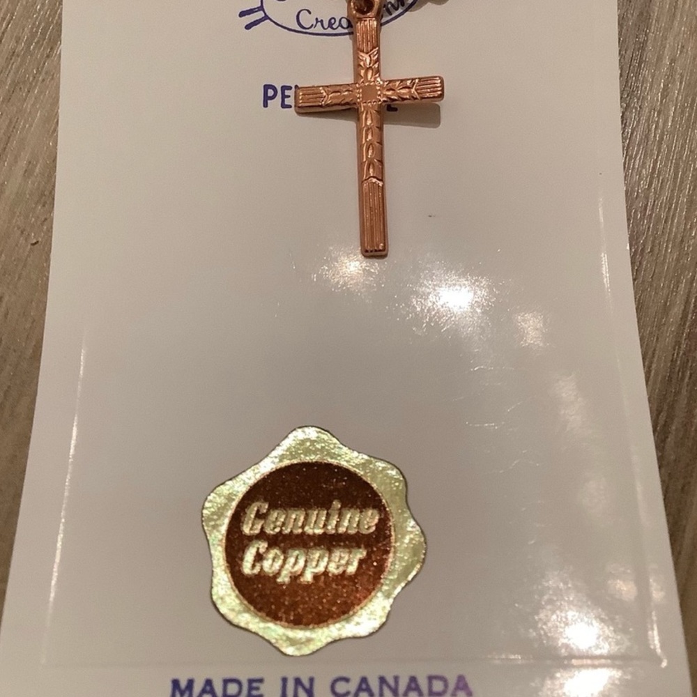 New vintage Copper cross pendette